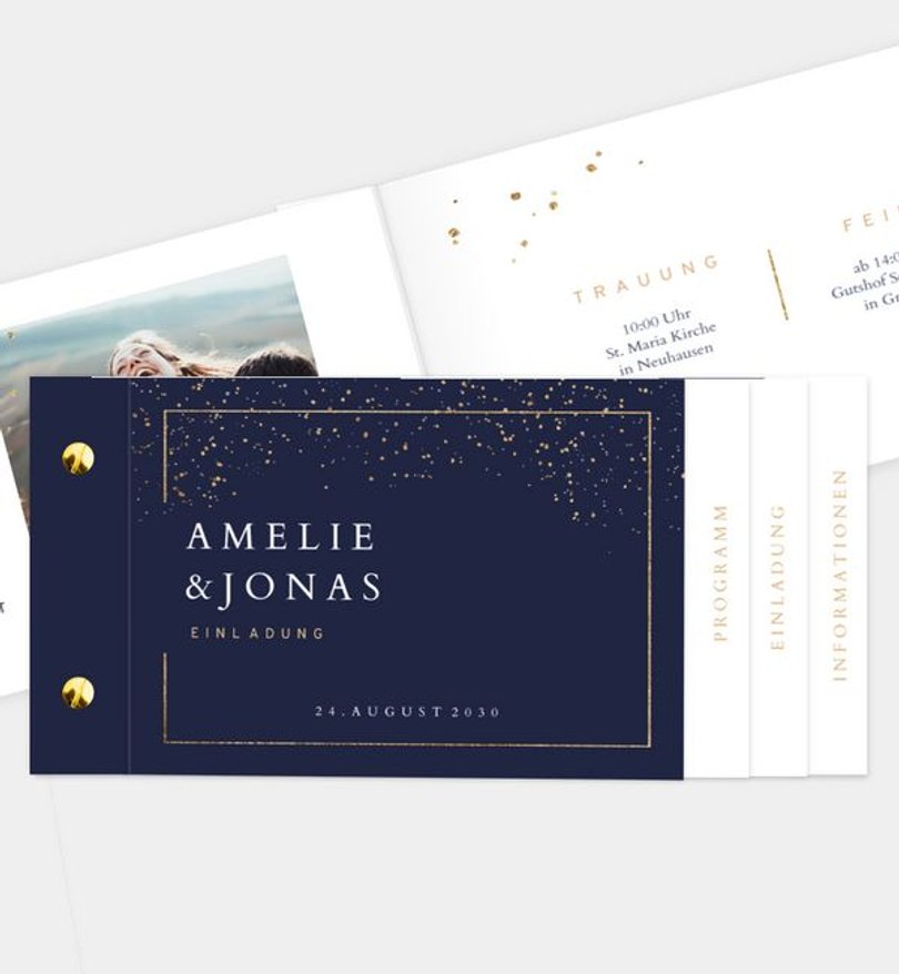 Einladungskarte Hochzeit Pieces of Gold