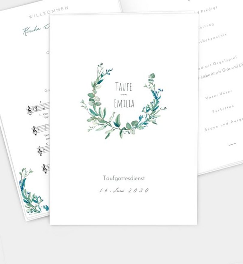Kirchenheft Taufe Soft Green