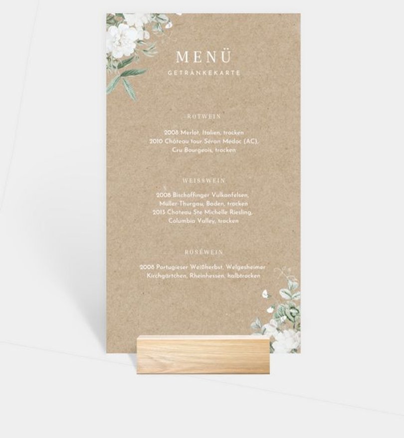 Menükarte Hochzeit True Love