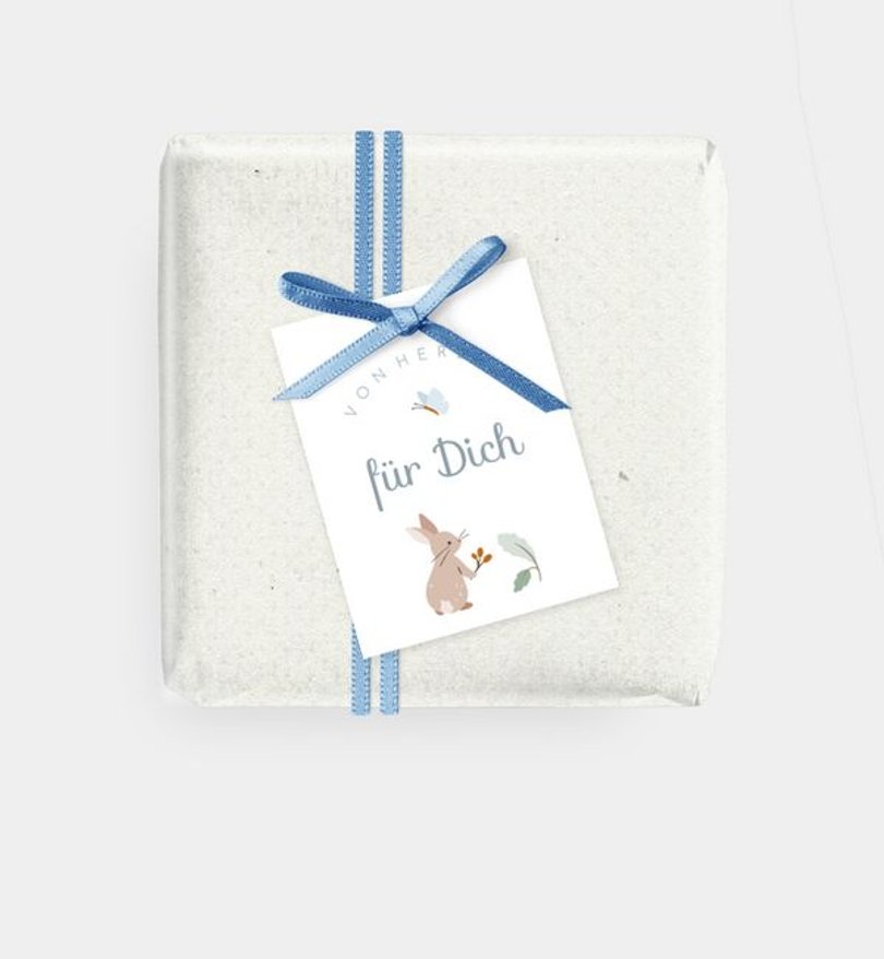 Geschenkanhänger Taufe Hase und Igel
