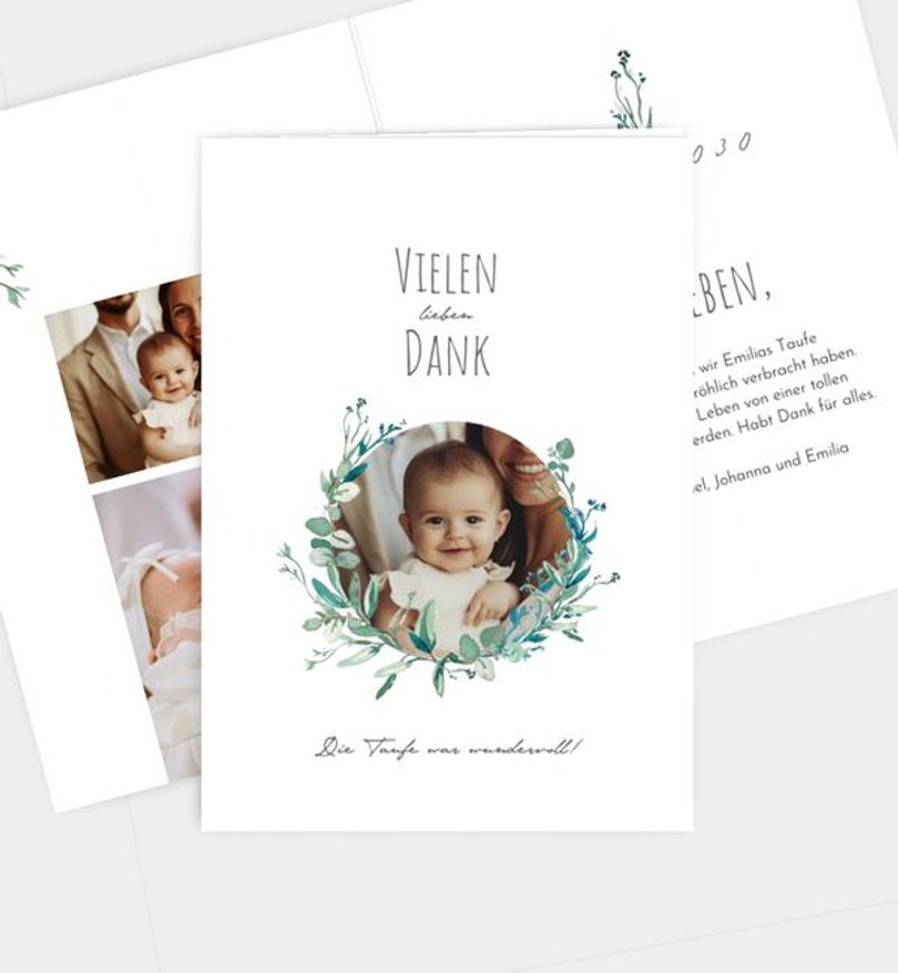 Dankeskarte Taufe Soft Green