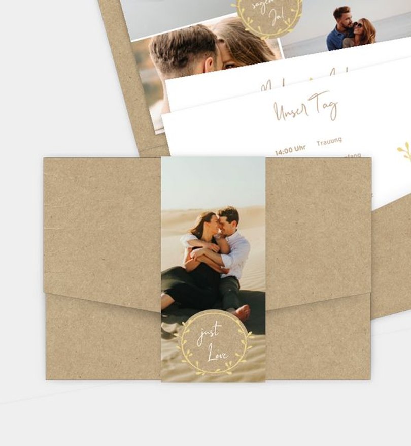 Einladungskarte Hochzeit Craftpaperbutton
