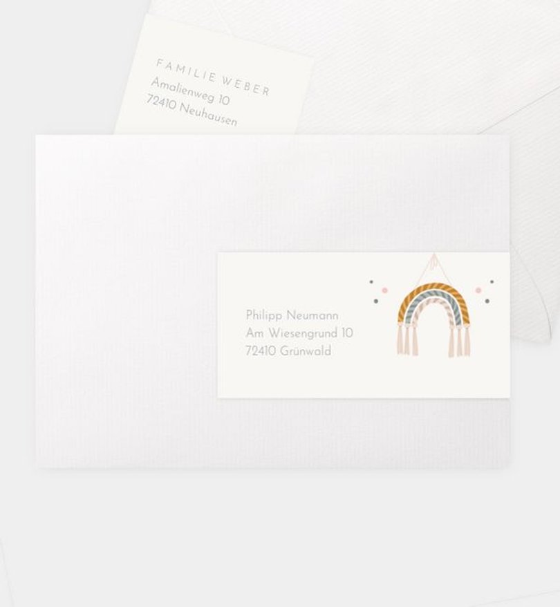 Adressaufkleber Babyshower Boho Wimpel