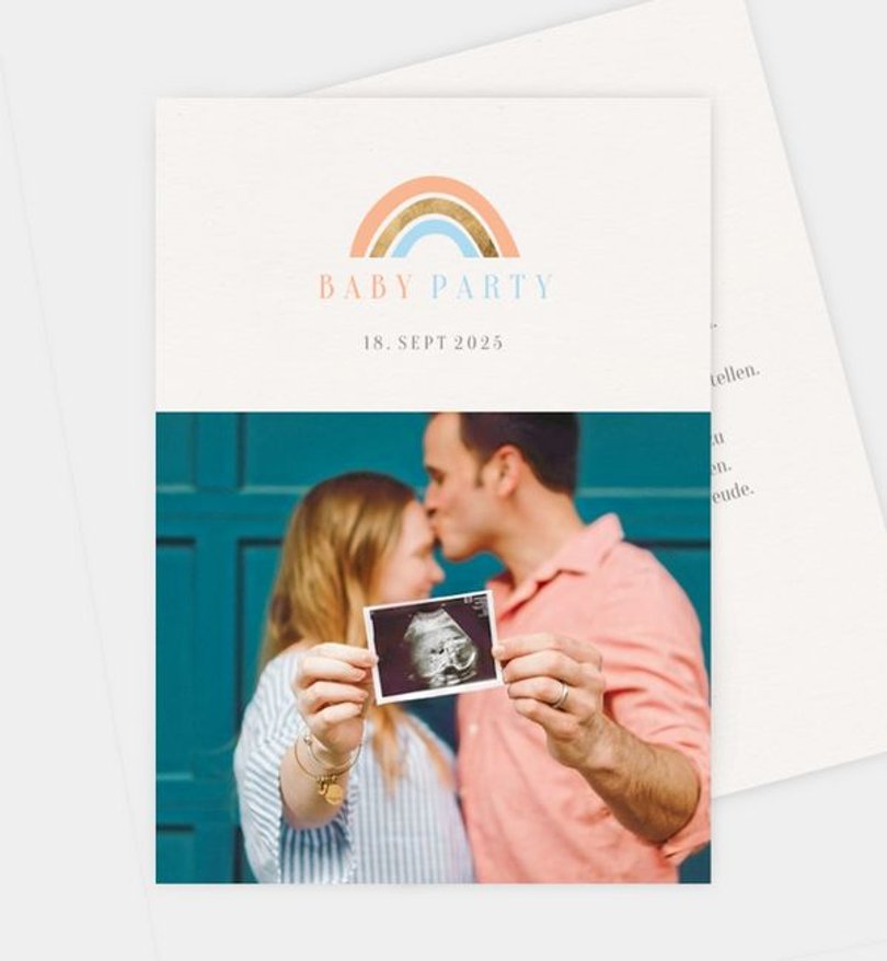 Einladungskarte Babyshower Regenbogen