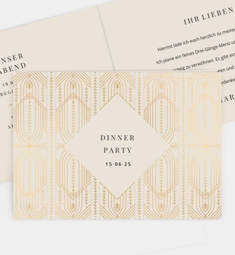 Einladungskarte Dinner Art Deco
