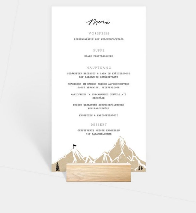 Menükarte Hochzeit Wanderlust