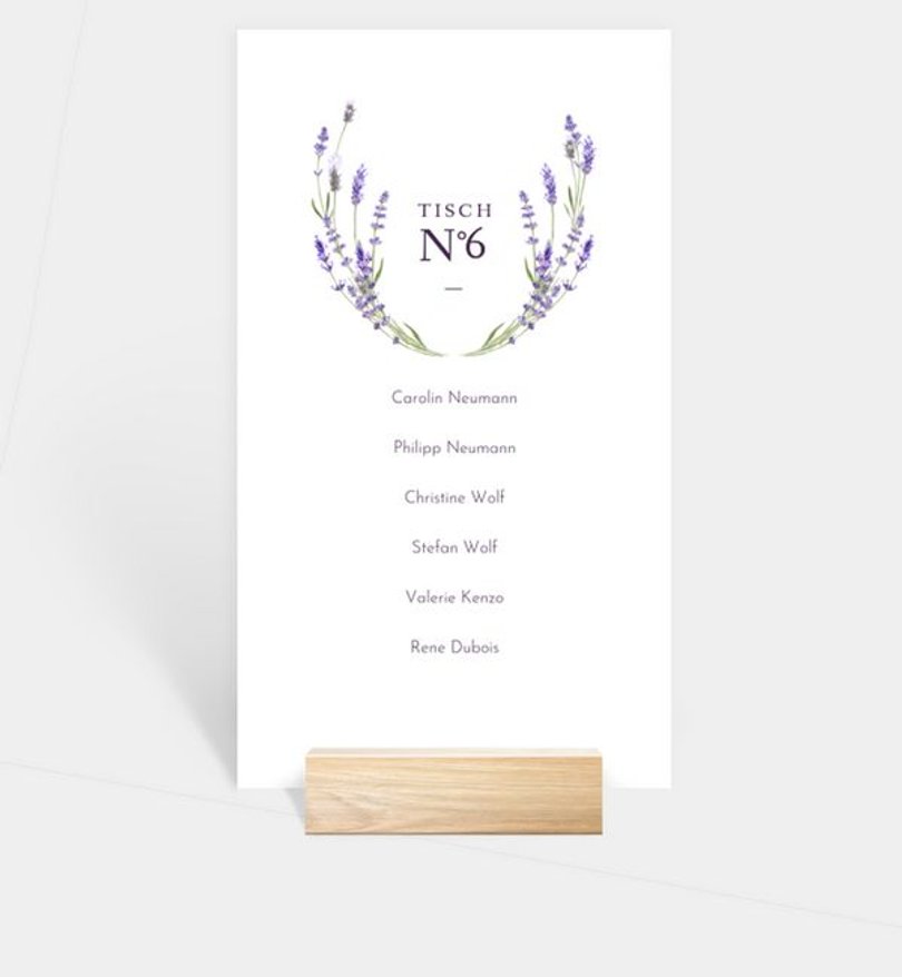 Gruppentischkarte Hochzeit Lavender