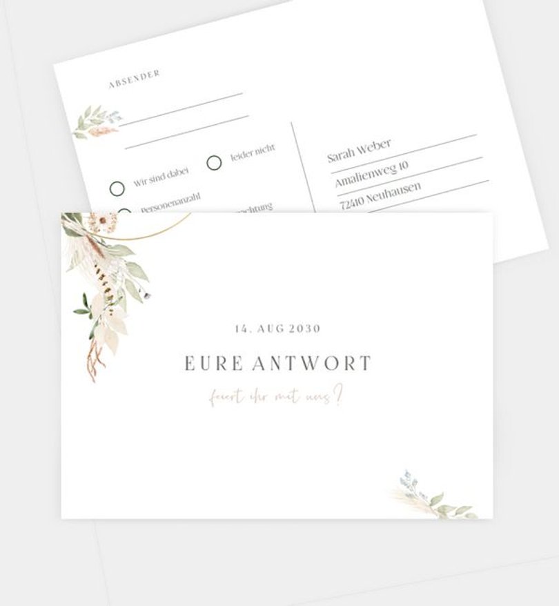 Antwortkarte Hochzeit Boho Frame