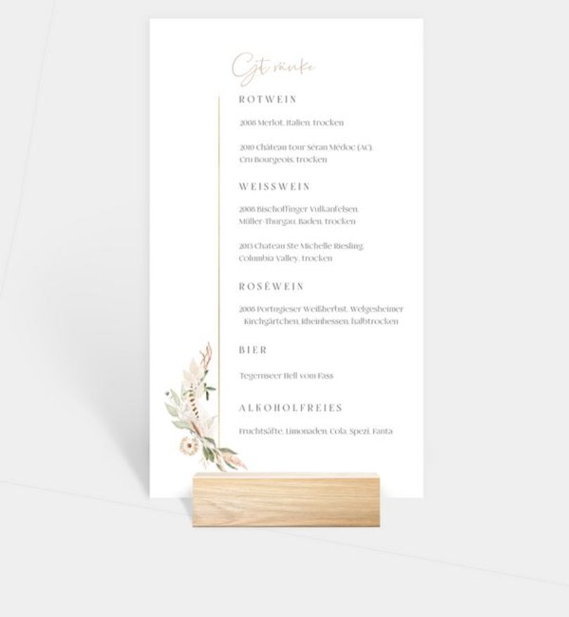 Menükarte Hochzeit Boho Frame