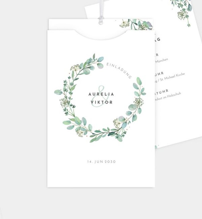 Einladungskarte Hochzeit Green Love