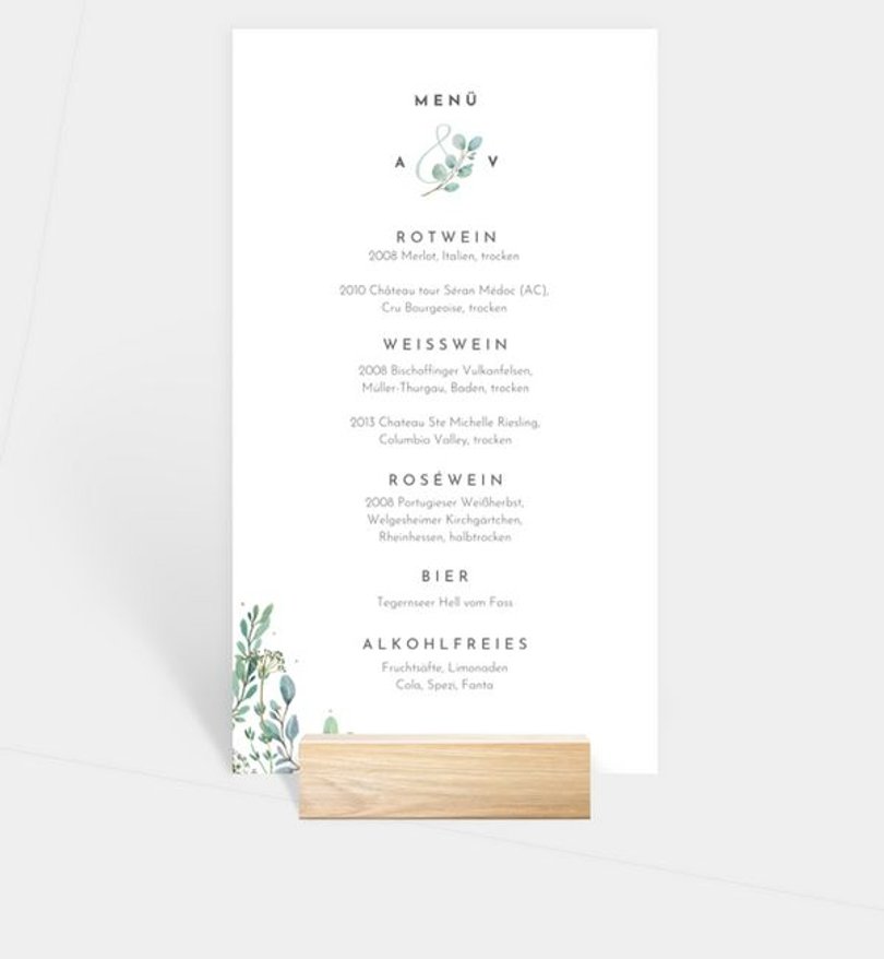 Menükarte Hochzeit Green Love
