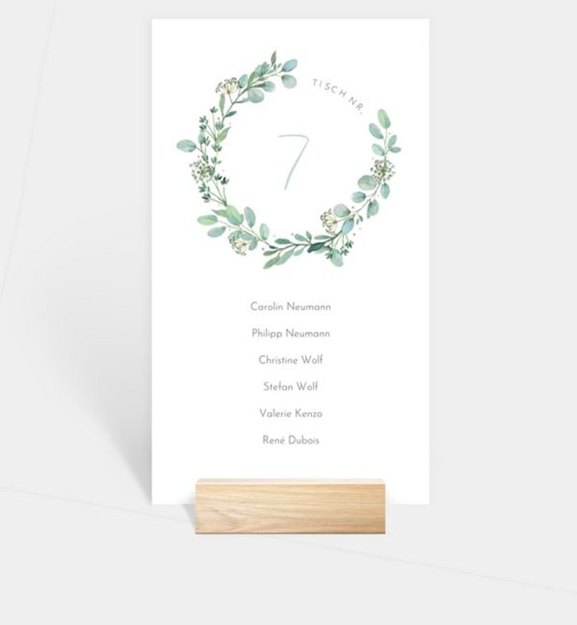 Gruppentischkarte Hochzeit Green Love