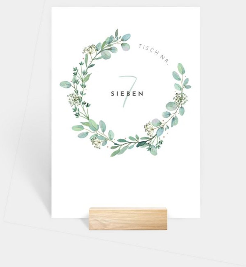 Tischnummer Hochzeit Green Love