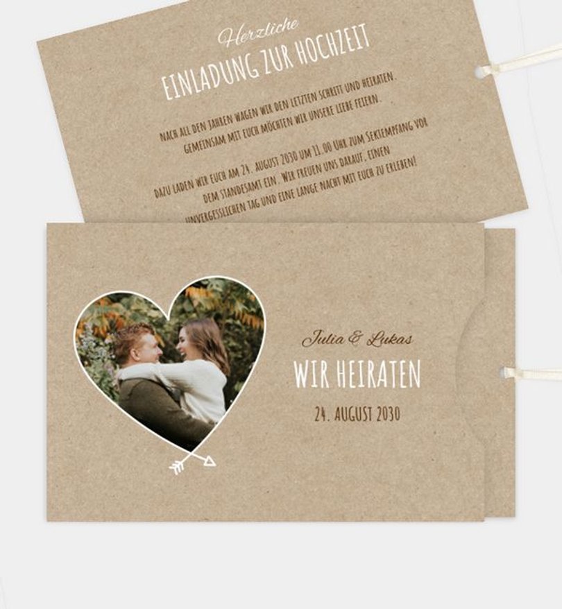 Einladungskarte Hochzeit Herzblatt