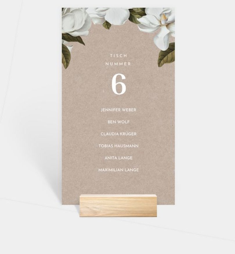 Gruppentischkarte Hochzeit Magnolia