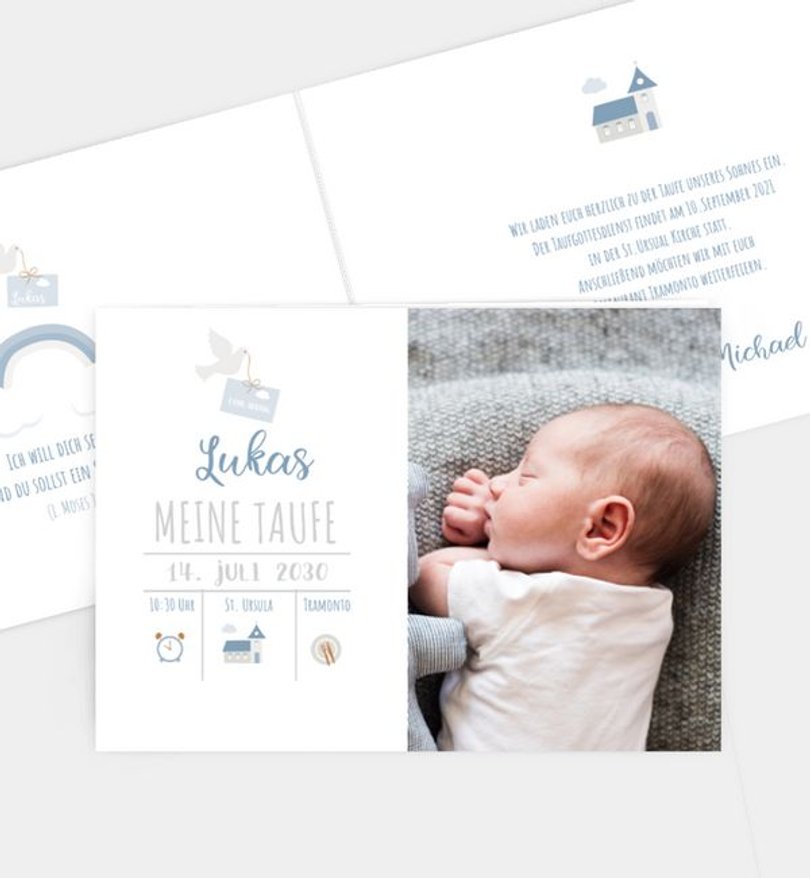 Einladungskarte Taufe Täubchen