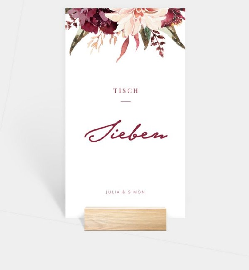 Tischnummer Hochzeit Boho Romance