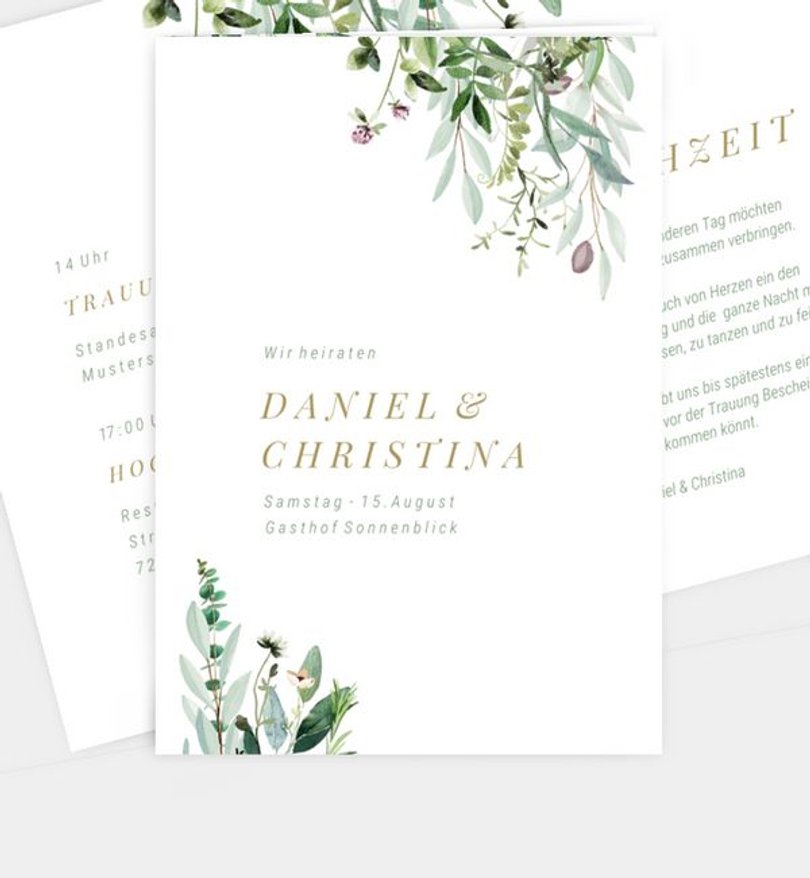 Einladungskarte Hochzeit Green Wall