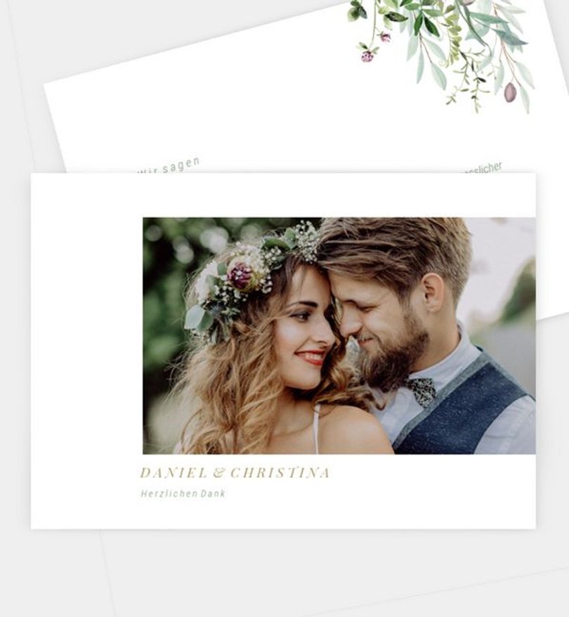 Dankeskarte Hochzeit Green Wall