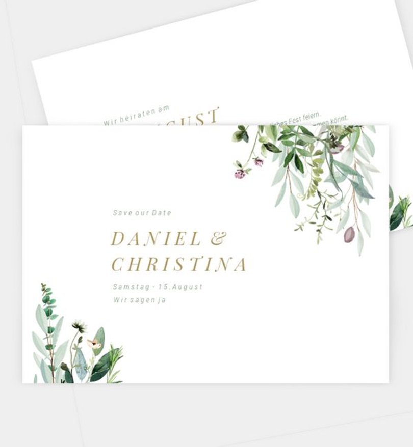Save-The-Date Karte Hochzeit Green Wall