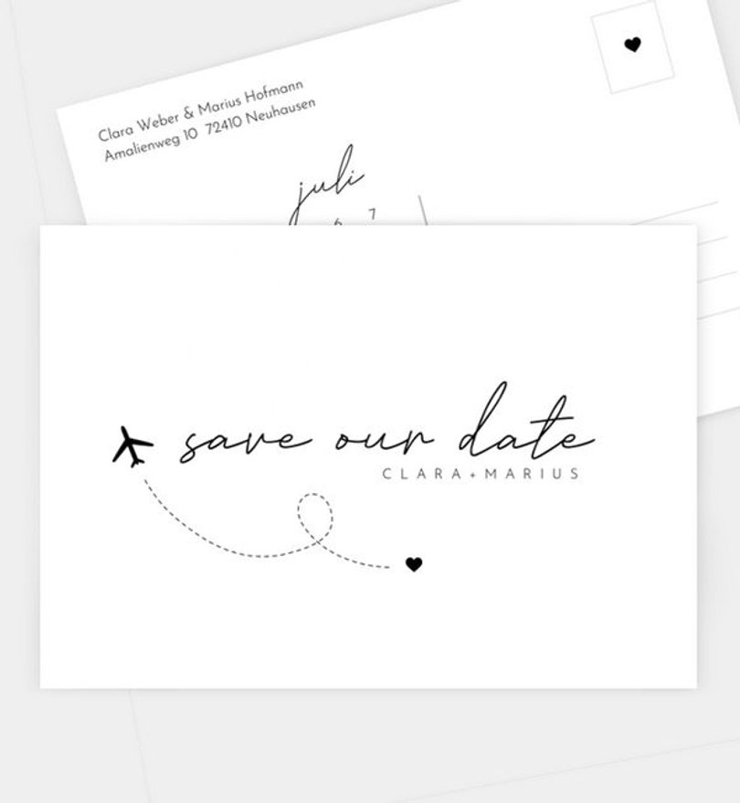 Save-The-Date Karte Hochzeit Mit Dir fliegen
