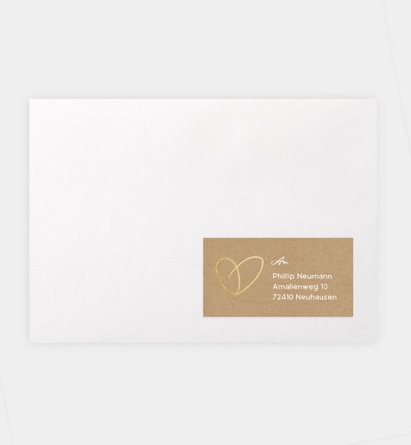 Empfängeraufkleber Hochzeit Ewiges Herzgold · Crafty