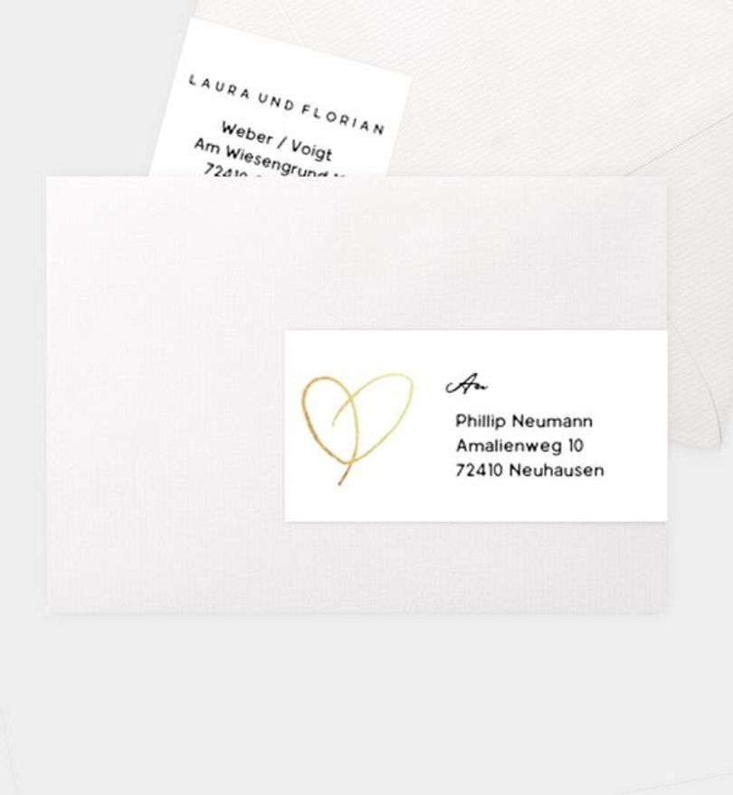 Adressaufkleber Hochzeit Ewiges Herzgold