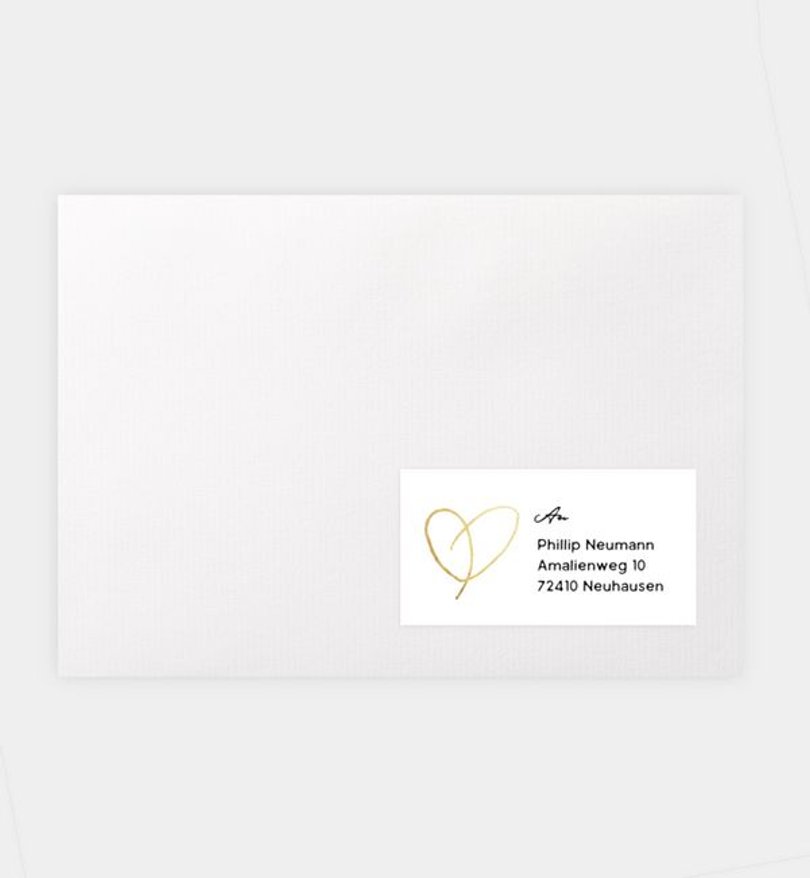Empfängeraufkleber Hochzeit Ewiges Herzgold