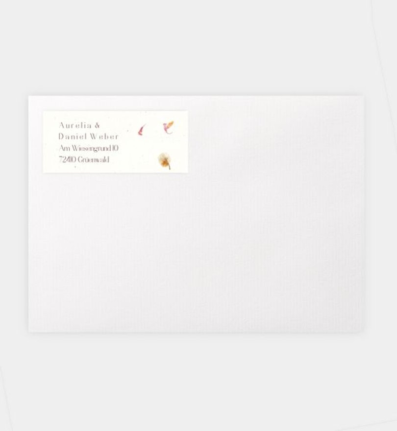 Absenderaufkleber Hochzeit Blütenpapier