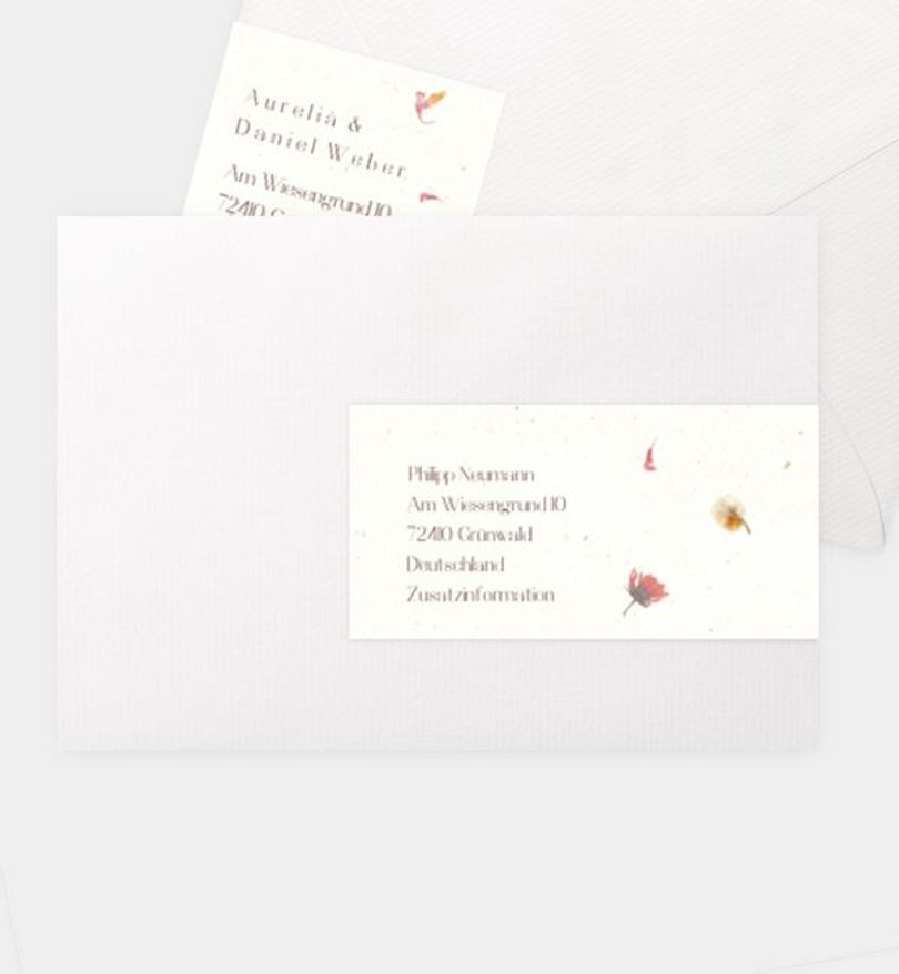 Adressaufkleber Hochzeit Blütenpapier