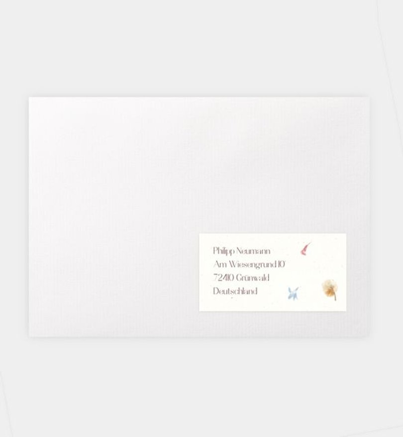 Empfängeraufkleber Hochzeit Blütenpapier
