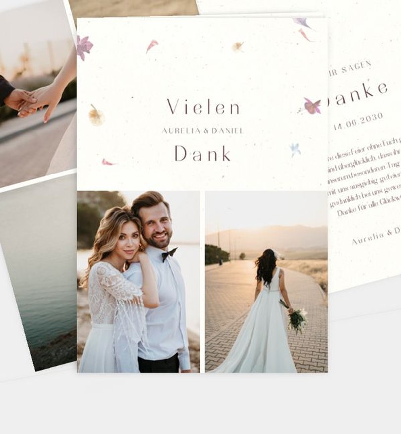 Dankeskarte Hochzeit Blütenpapier