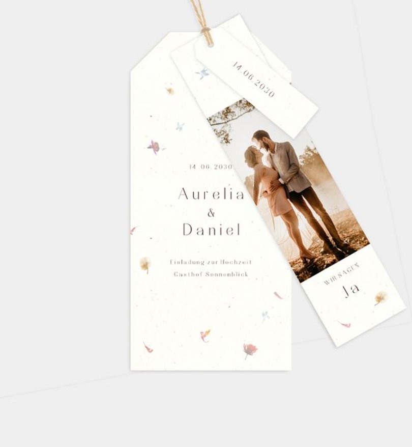 Einladungskarte Hochzeit Blütenpapier