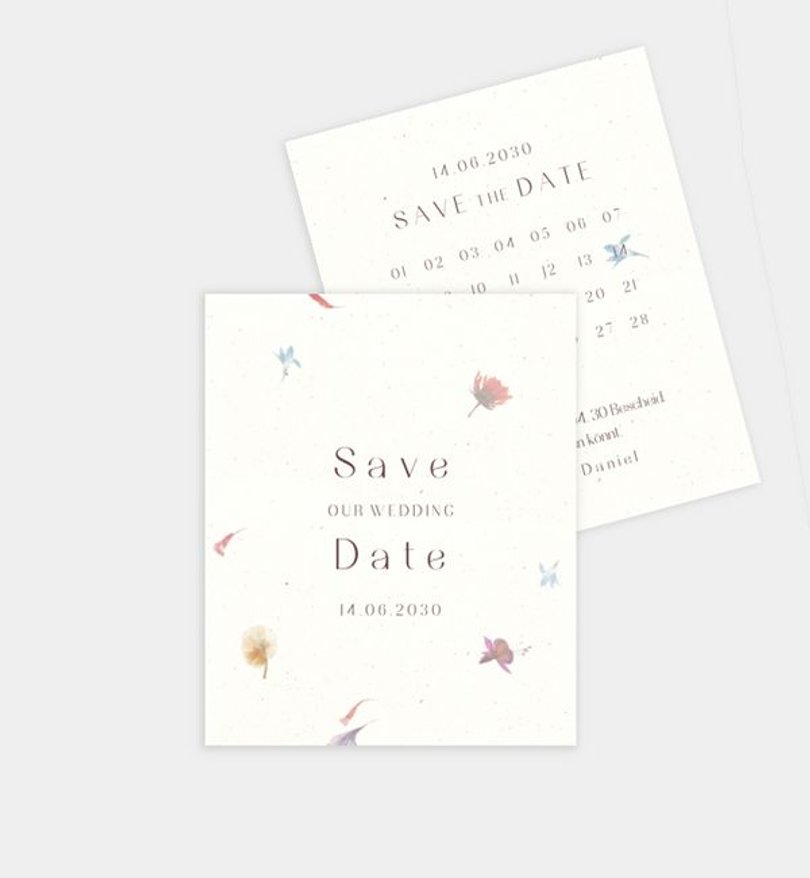 Save-The-Date Karte Hochzeit Blütenpapier
