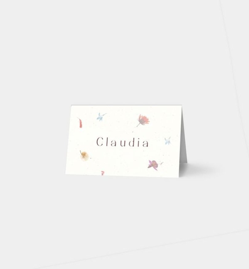 Tischkarte Hochzeit Blütenpapier