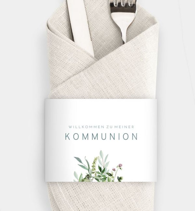 Besteck Servietten-Zubehör Kommunion Green bouquet