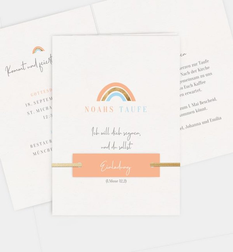 Einladungskarte Taufe Regenbogen