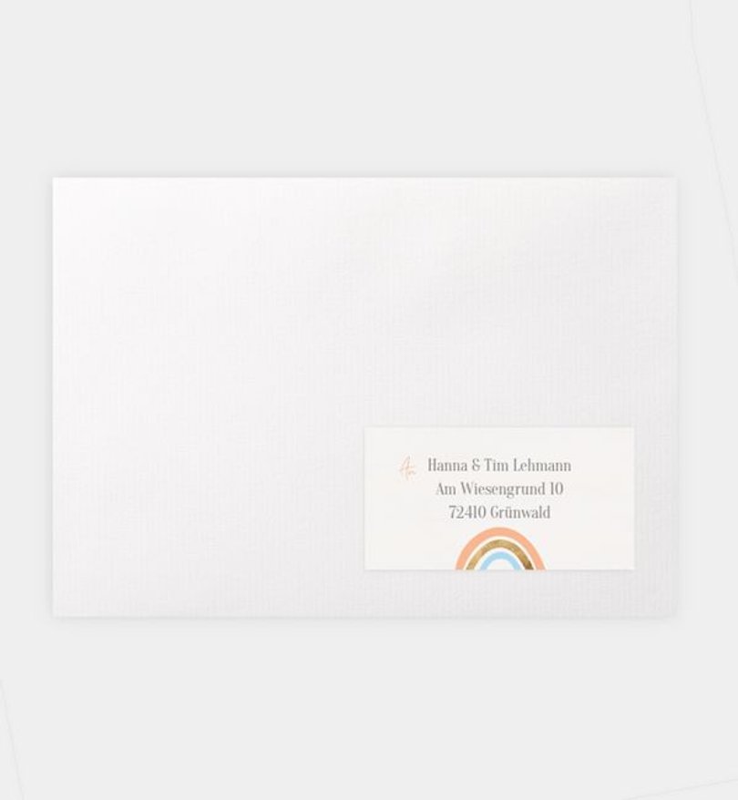 Empfängeraufkleber Taufe Regenbogen
