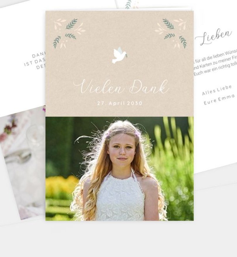 Dankeskarte Firmung Flying Bird · Crafty