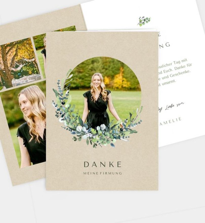 Dankeskarte Firmung Schönes Land · Vintage