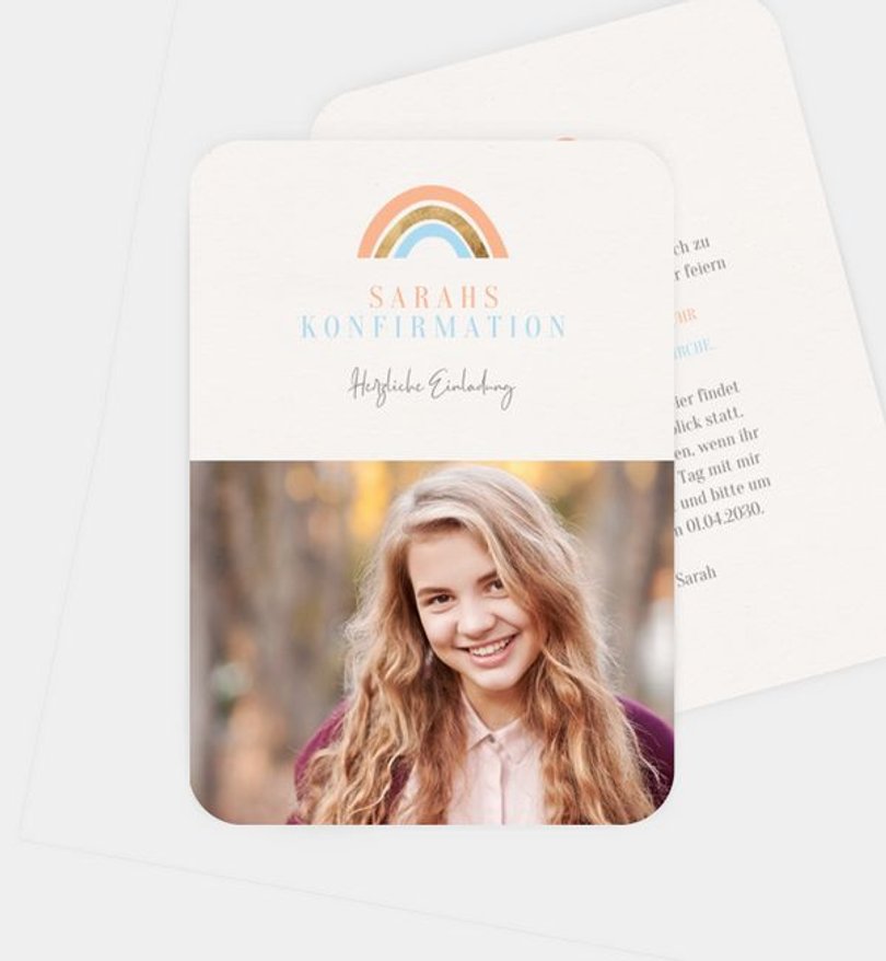 Einladungskarte Konfirmation Regenbogen