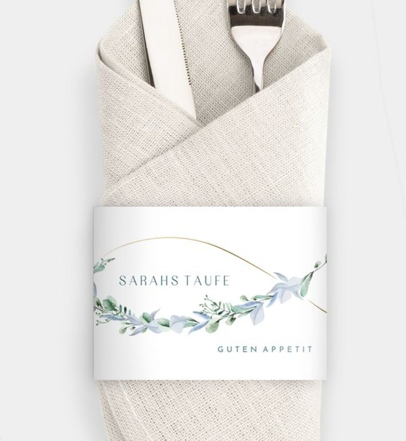 Besteck Servietten-Zubehör Taufe Blätterzeichen