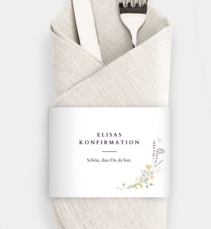 Besteck Servietten-Zubehör Konfirmation Blütengarten