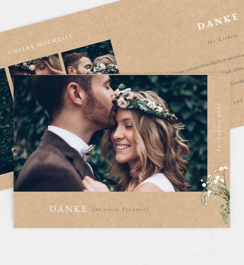 Dankeskarte Hochzeit Zarter Ausdruck · Vintage