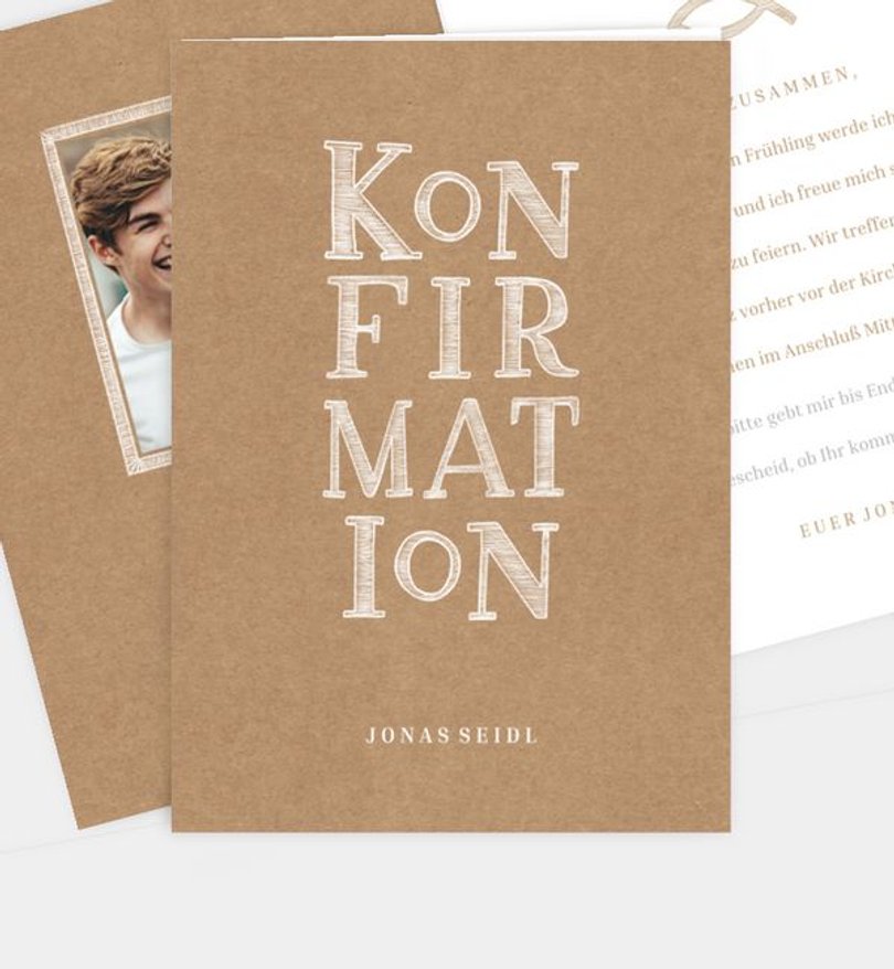 Einladungskarte Konfirmation Scribble Letters