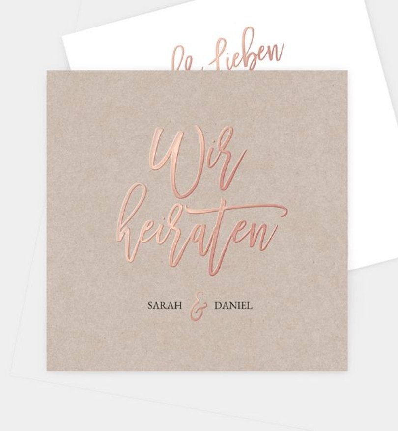Einladungskarte Hochzeit Rosegold · Crafty