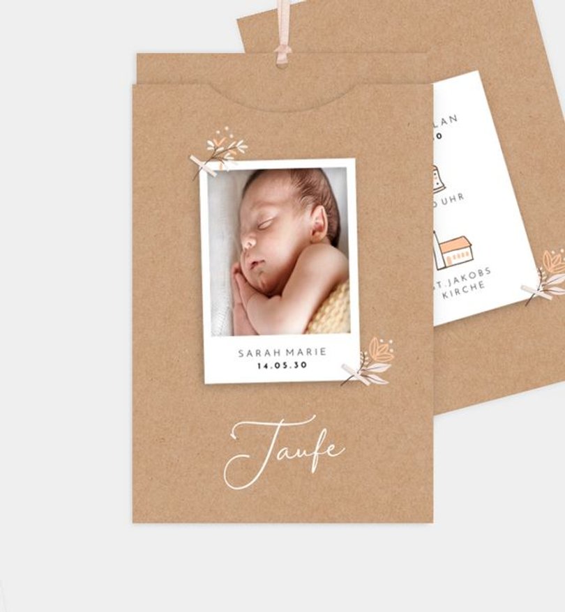Einladungskarte Taufe Cute Polaroid