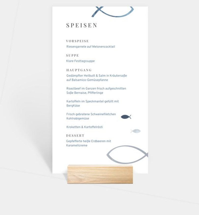 Menükarte Konfirmation Meereswelten