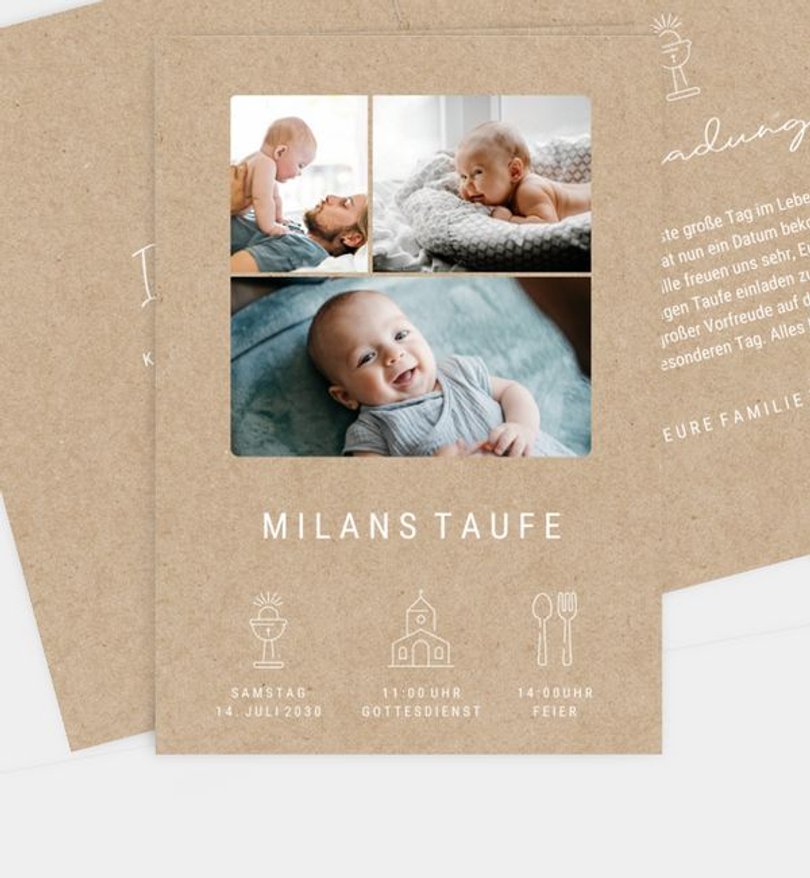 Einladungskarte Taufe Crafty Day