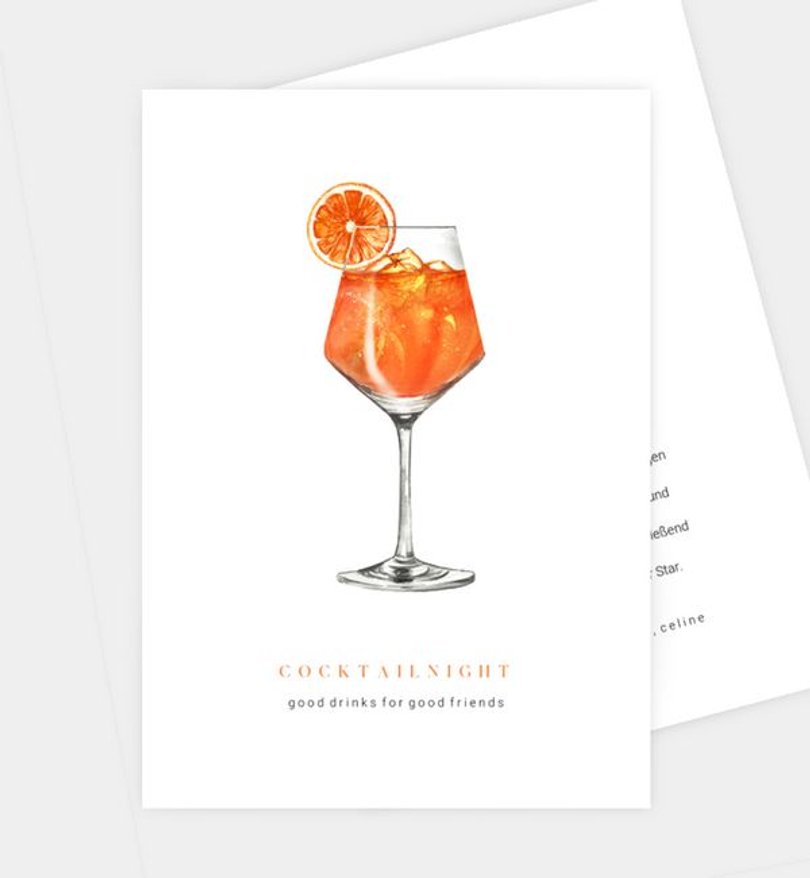 Einladungskarte Dinner Cocktailnight - Aperol
